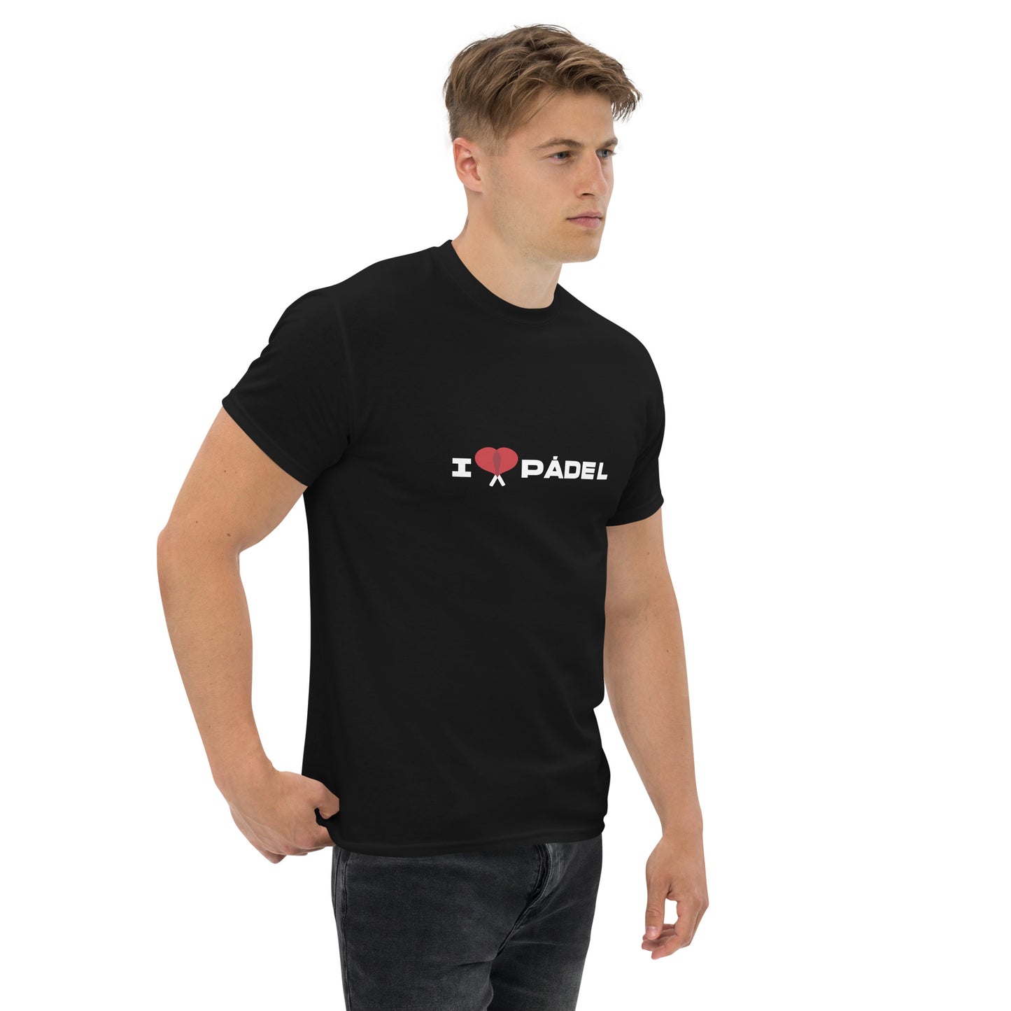 PAML10-Camiseta Negra Corta Hombre I LOVE PÁDEL Sublimación
