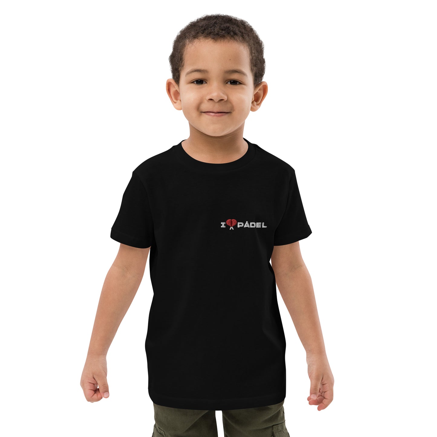 PAML17-Camiseta Negra Niña/Niño Corta I LOVE PÁDEL Bordado