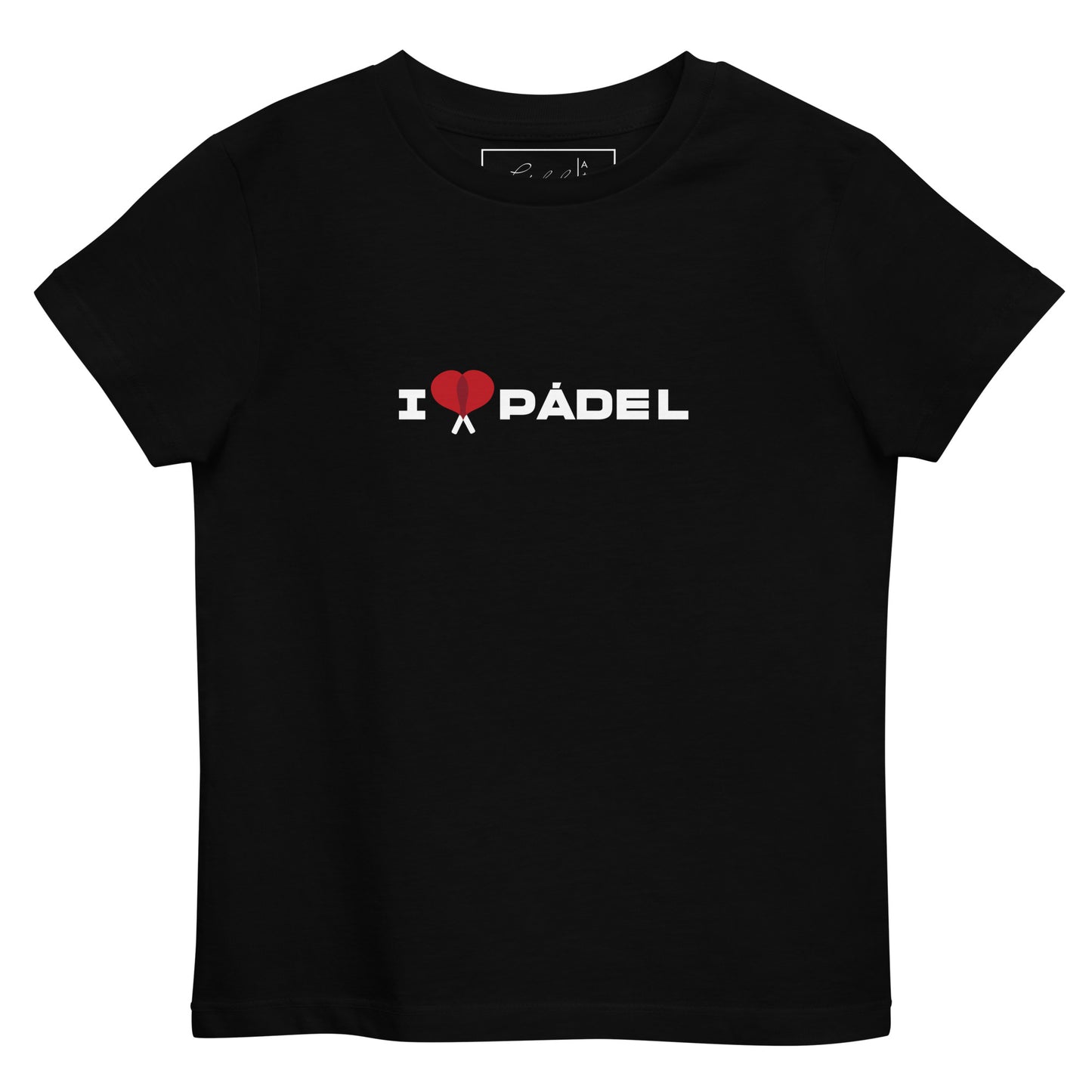 PAML16-Camiseta Negra Niña/Niño Corta I LOVE PÁDEL Sublimación