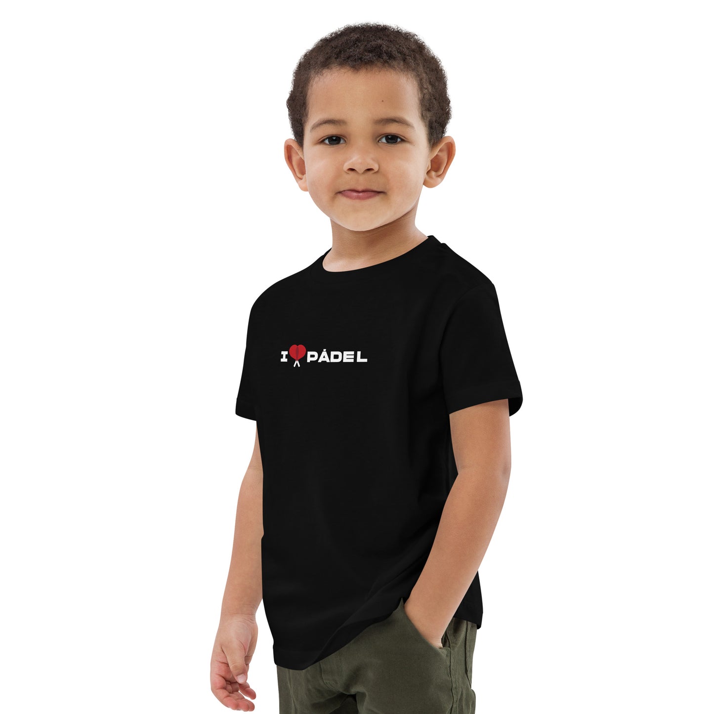 PAML16-Camiseta Negra Niña/Niño Corta I LOVE PÁDEL Sublimación