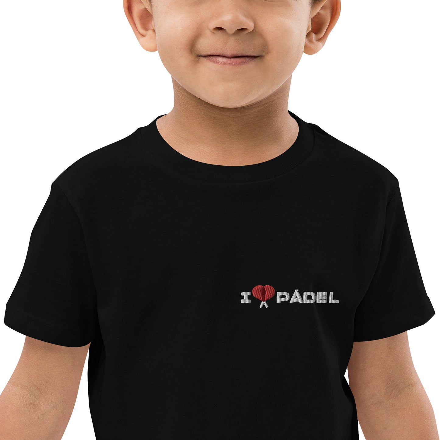 PAML17-Camiseta Negra Niña/Niño Corta I LOVE PÁDEL Bordado