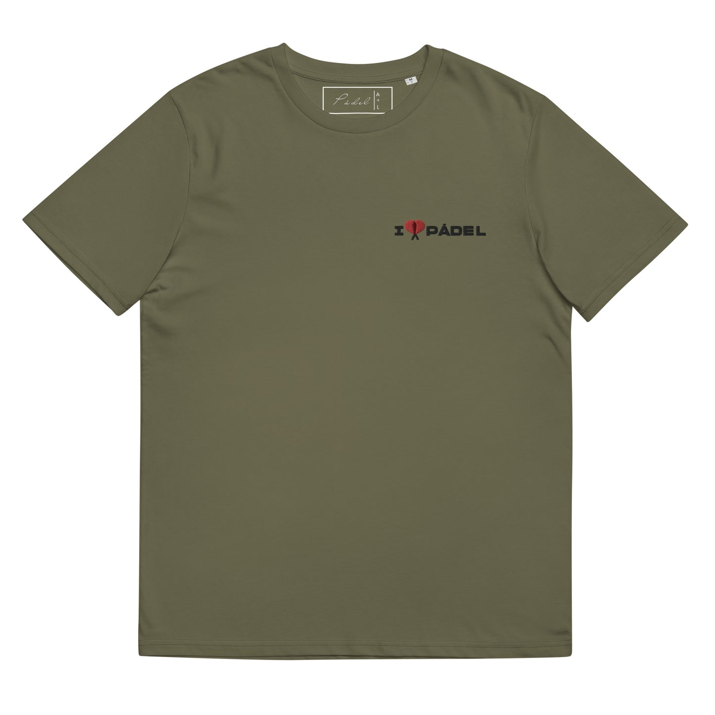 PAML14-Camiseta Caqui Corta Unisex I LOVE PÁDEL Bordado