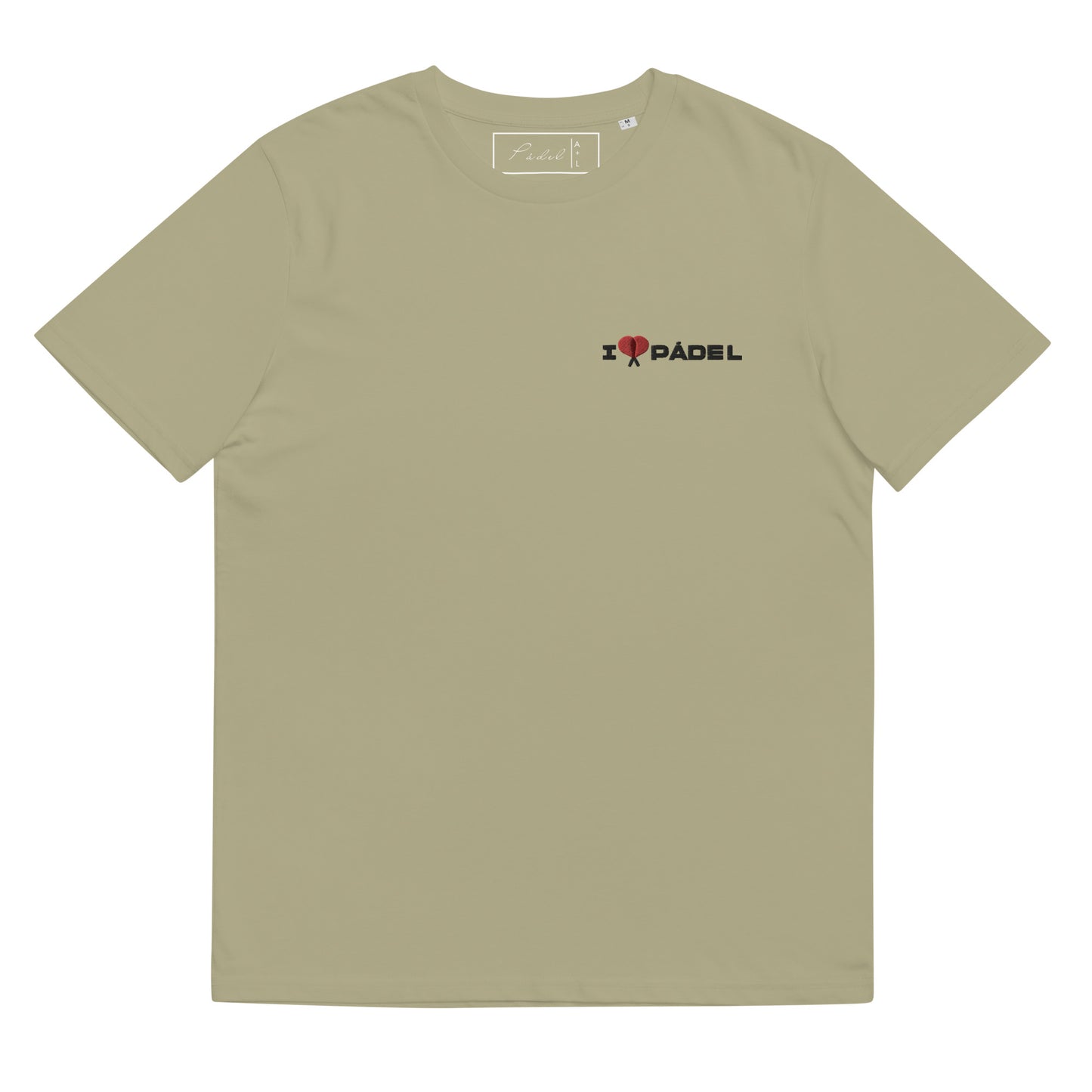 PAML14-Camiseta Caqui Corta Unisex I LOVE PÁDEL Bordado
