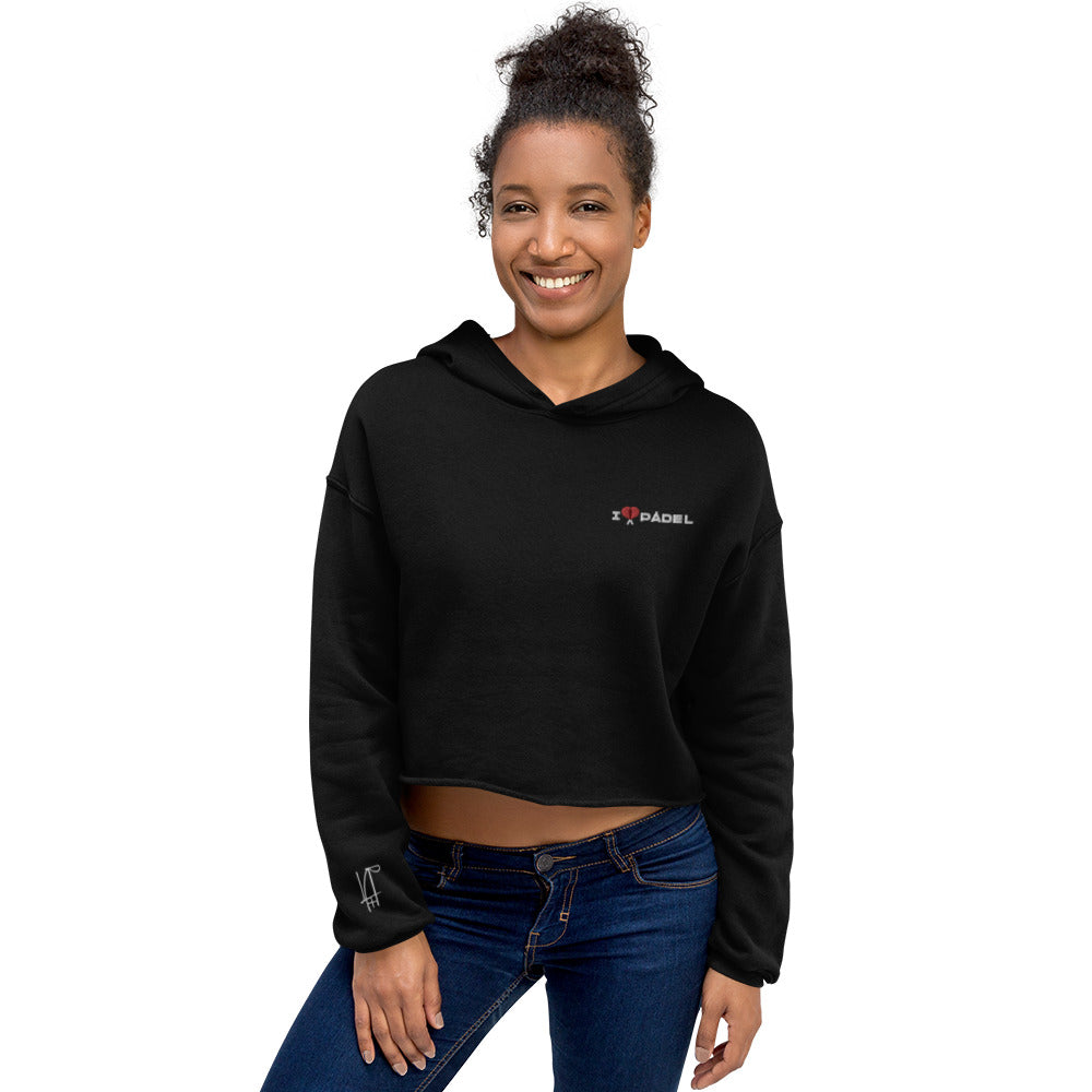 PAML24-Sudadera Capucha Mujer Negro/Verde I LOVE PÁDEL Bordado