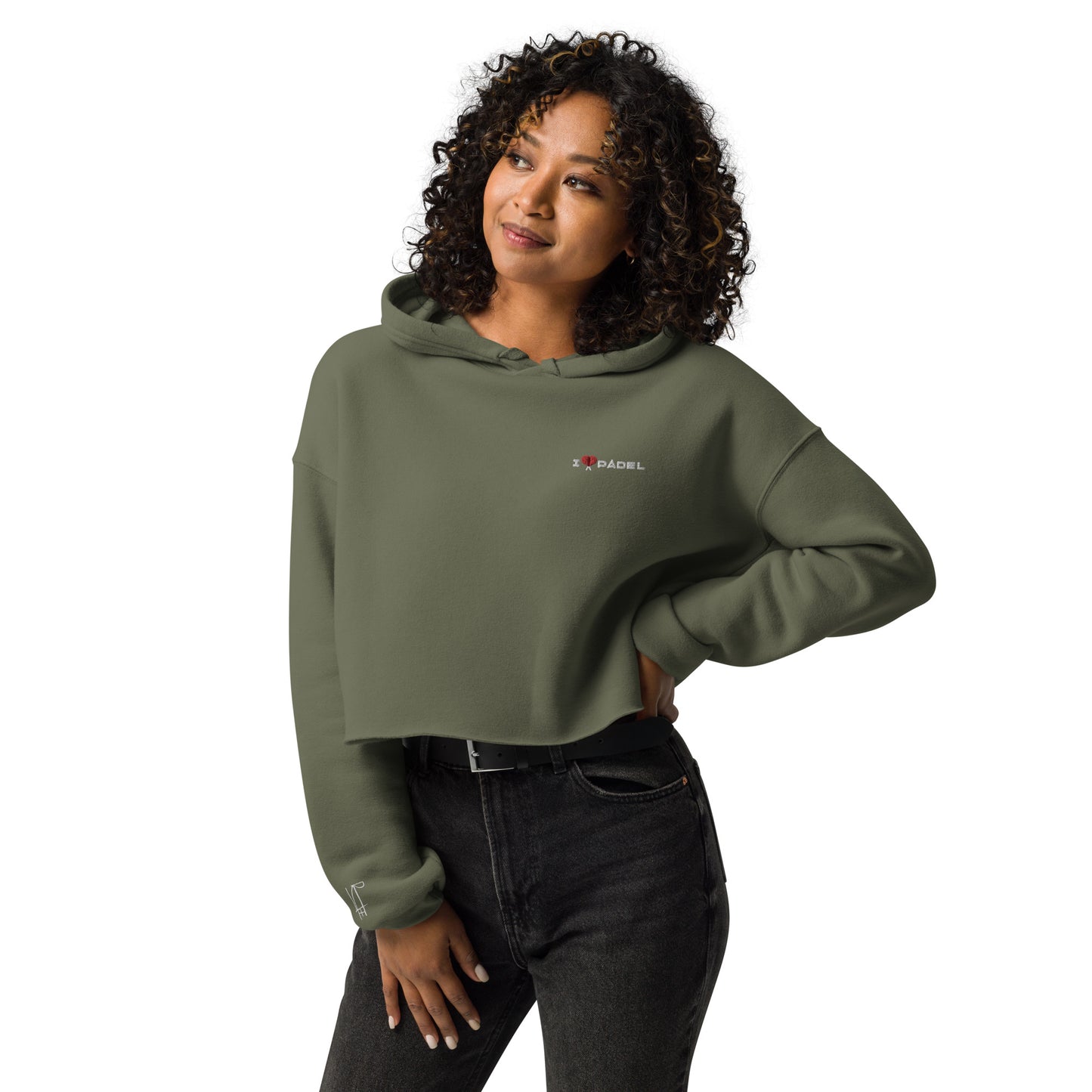 PAML24-Sudadera Capucha Mujer Negro/Verde I LOVE PÁDEL Bordado