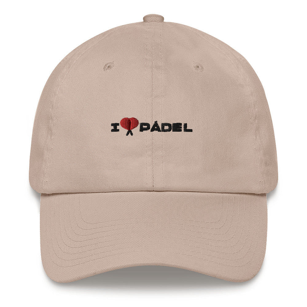 PAML30-Gorra I LOVE PÁDEL Bordado - Blanco/Piedra