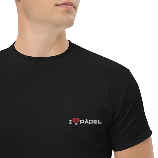 PAML12-Camiseta Negra Corta Hombre I LOVE PÁDEL Bordado