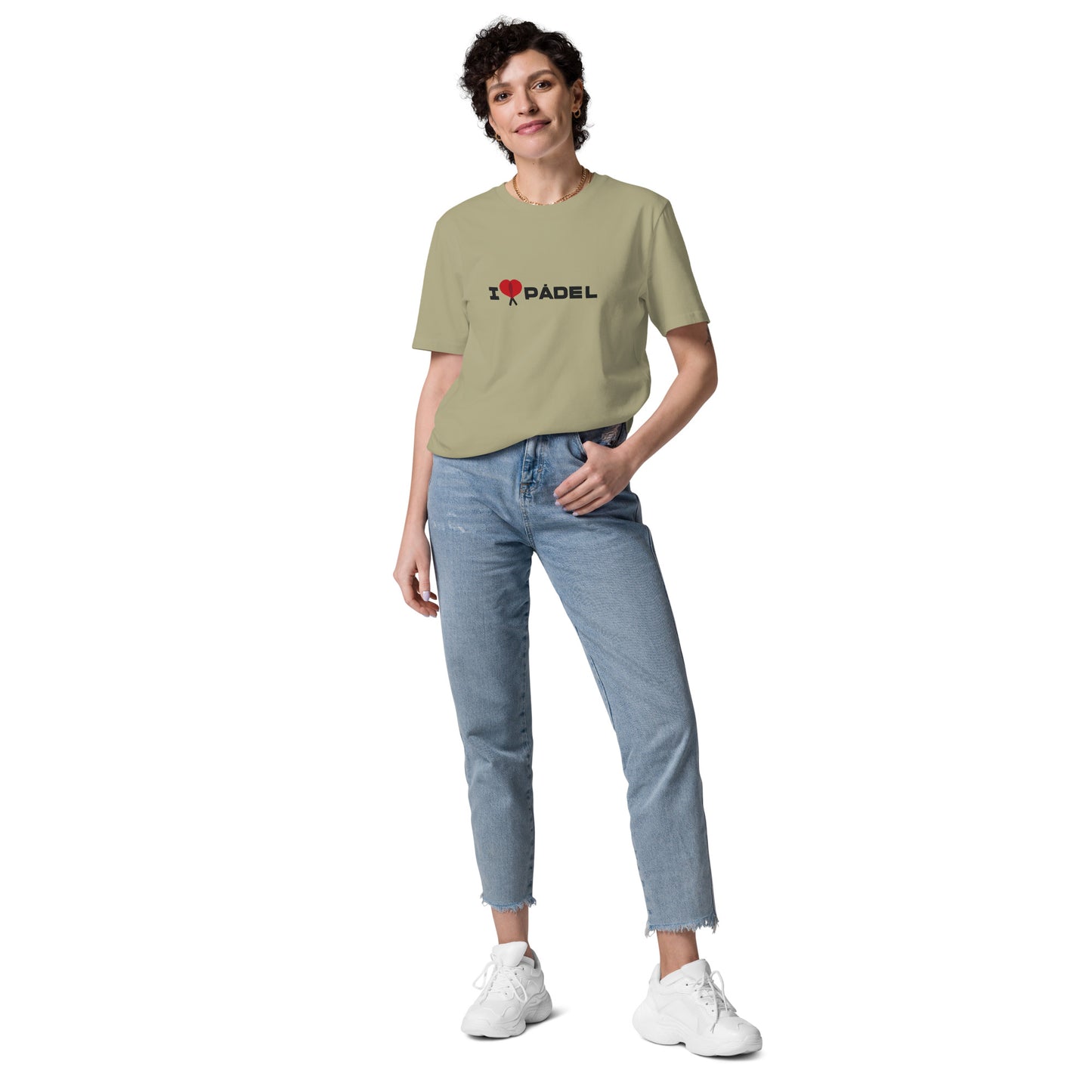 PAML15-Camiseta Caqui Corta Unisex I LOVE PÁDEL Sublimimación