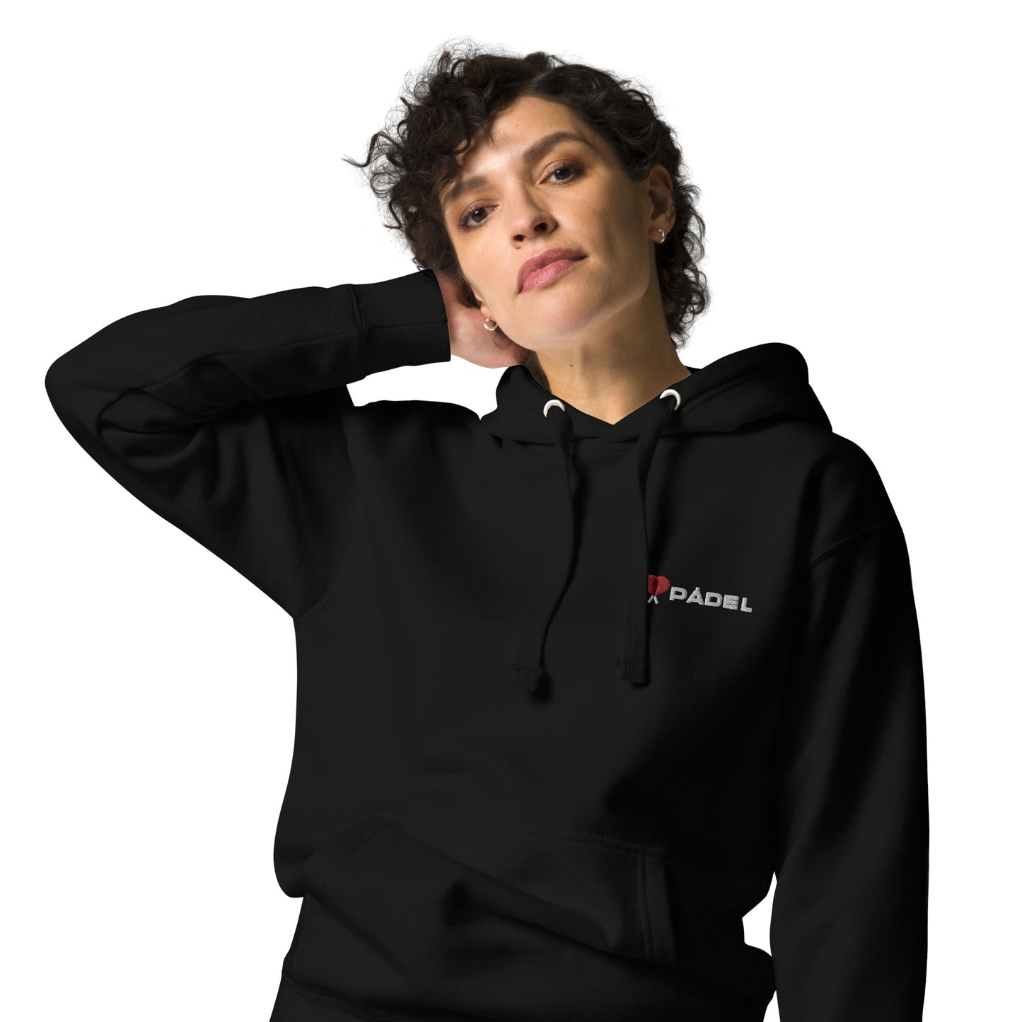 PAML22-Sudadera Capucha Unisex Negro/Verde I LOVE PÁDEL Bordado