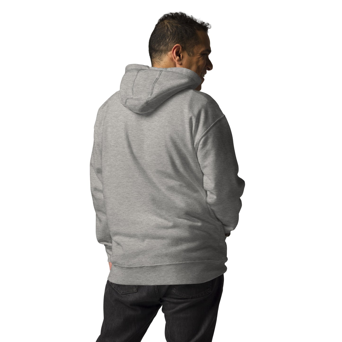 PAML23-Sudadera Capucha Unisex Premium Blanco/Salmón/Gris I LOVE PÁDEL Bordado