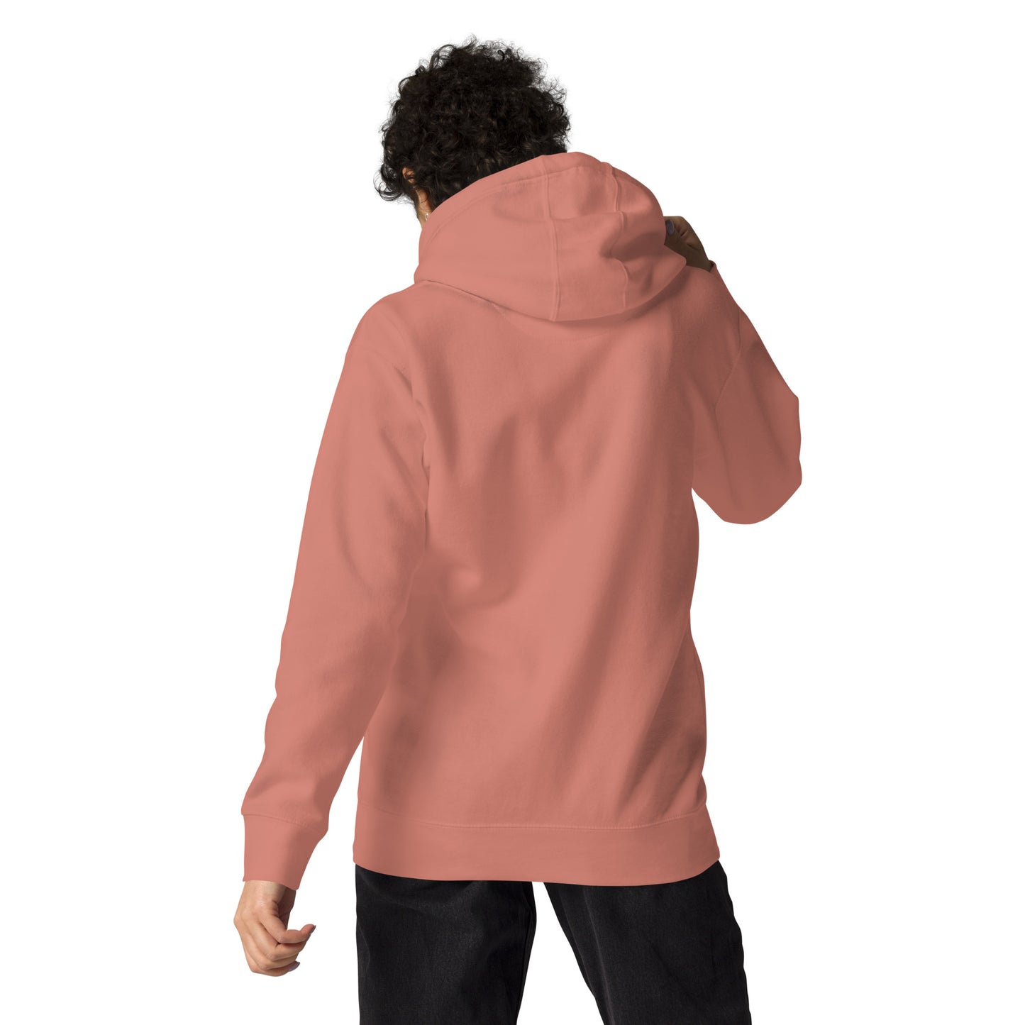 PAML23-Sudadera Capucha Unisex Premium Blanco/Salmón/Gris I LOVE PÁDEL Bordado