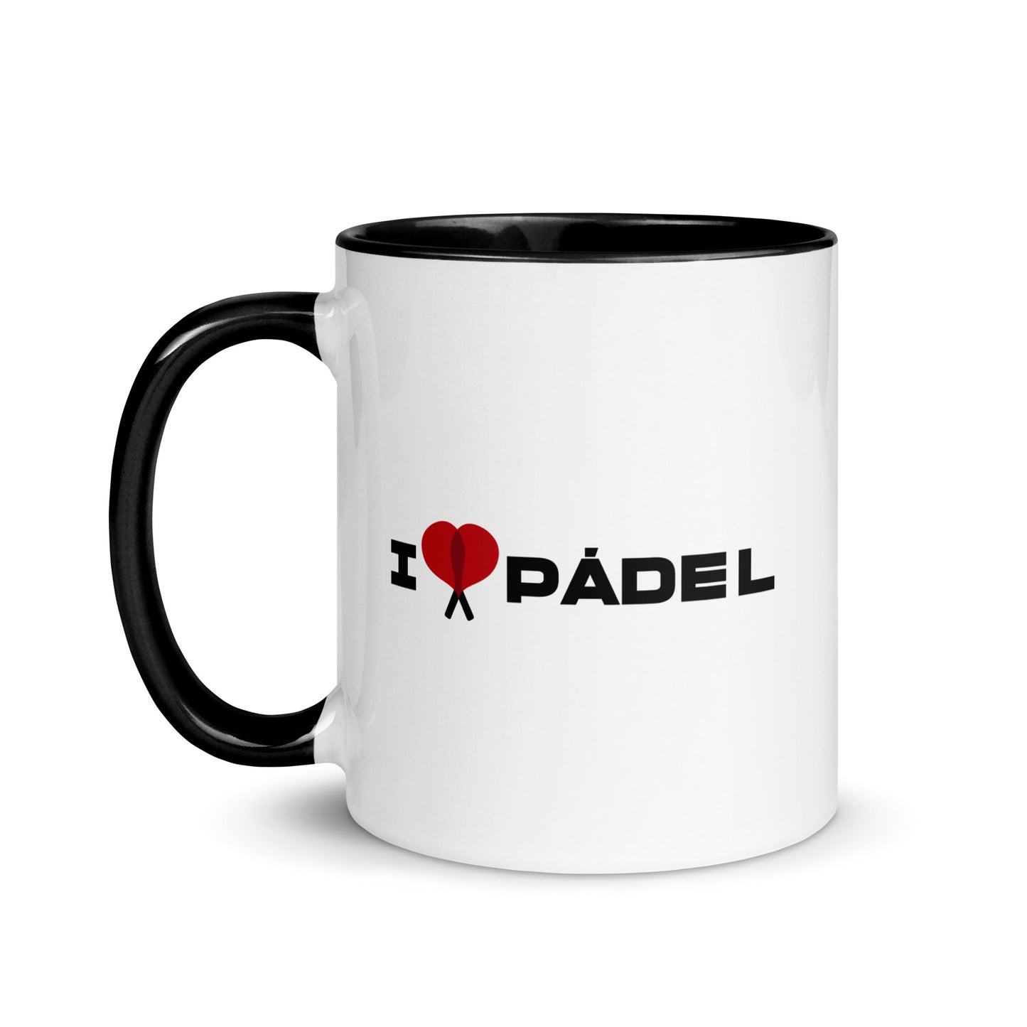 PAML02-Taza Desayuno I LOVE PÁDEL - Interior Negro, Amarillo y Rojo