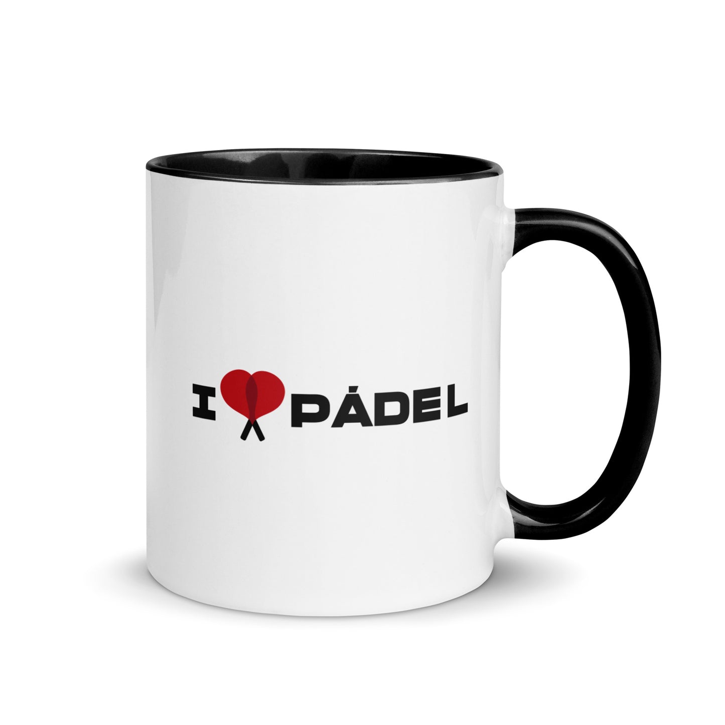 PAML02-Taza Desayuno I LOVE PÁDEL - Interior Negro, Amarillo y Rojo