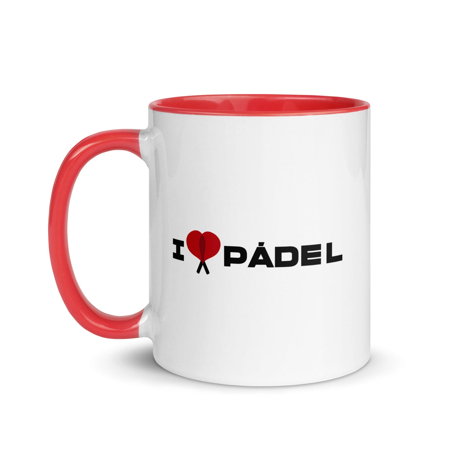 PAML02-Taza Desayuno I LOVE PÁDEL - Interior Negro, Amarillo y Rojo