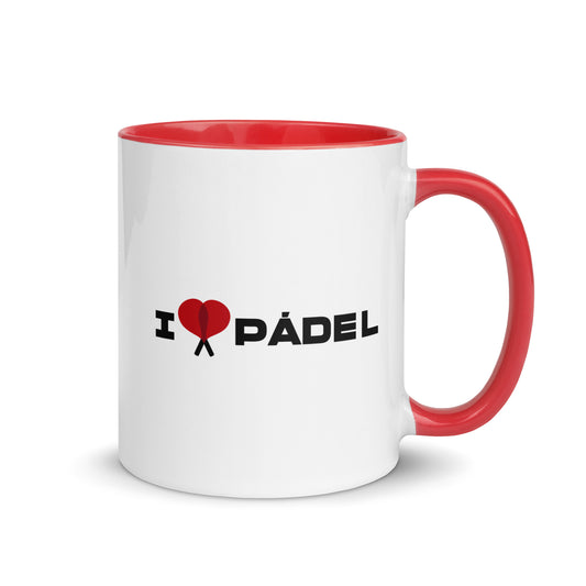 PAML02-Taza Desayuno I LOVE PÁDEL - Interior Negro, Amarillo y Rojo