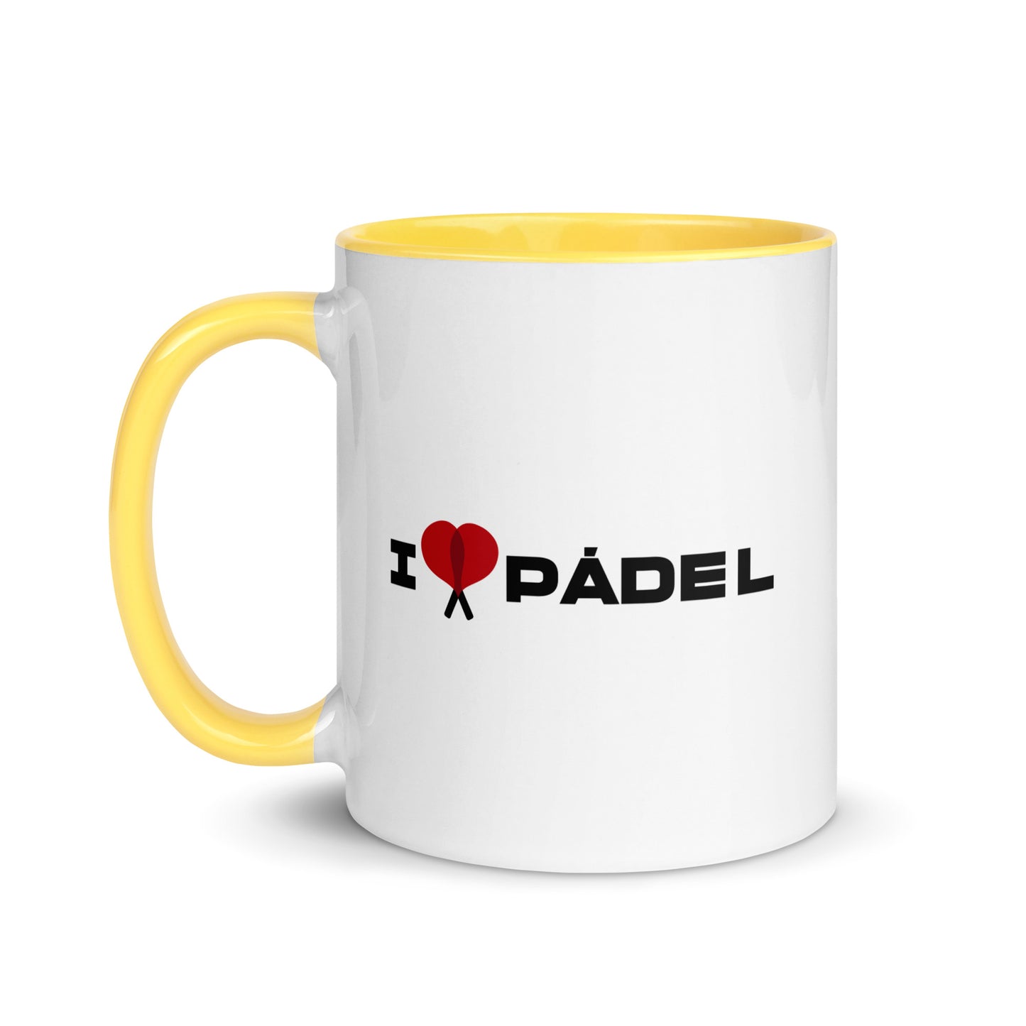 PAML02-Taza Desayuno I LOVE PÁDEL - Interior Negro, Amarillo y Rojo