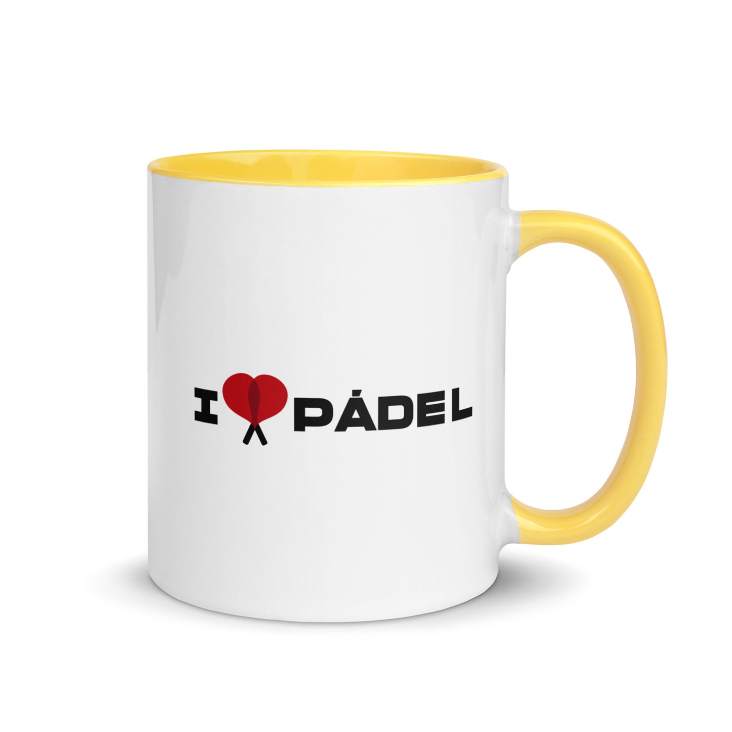 PAML02-Taza Desayuno I LOVE PÁDEL - Interior Negro, Amarillo y Rojo