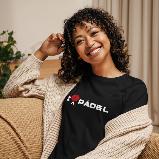 PAML11-Camiseta Negra Corta Mujer I LOVE PÁDEL Sublimación