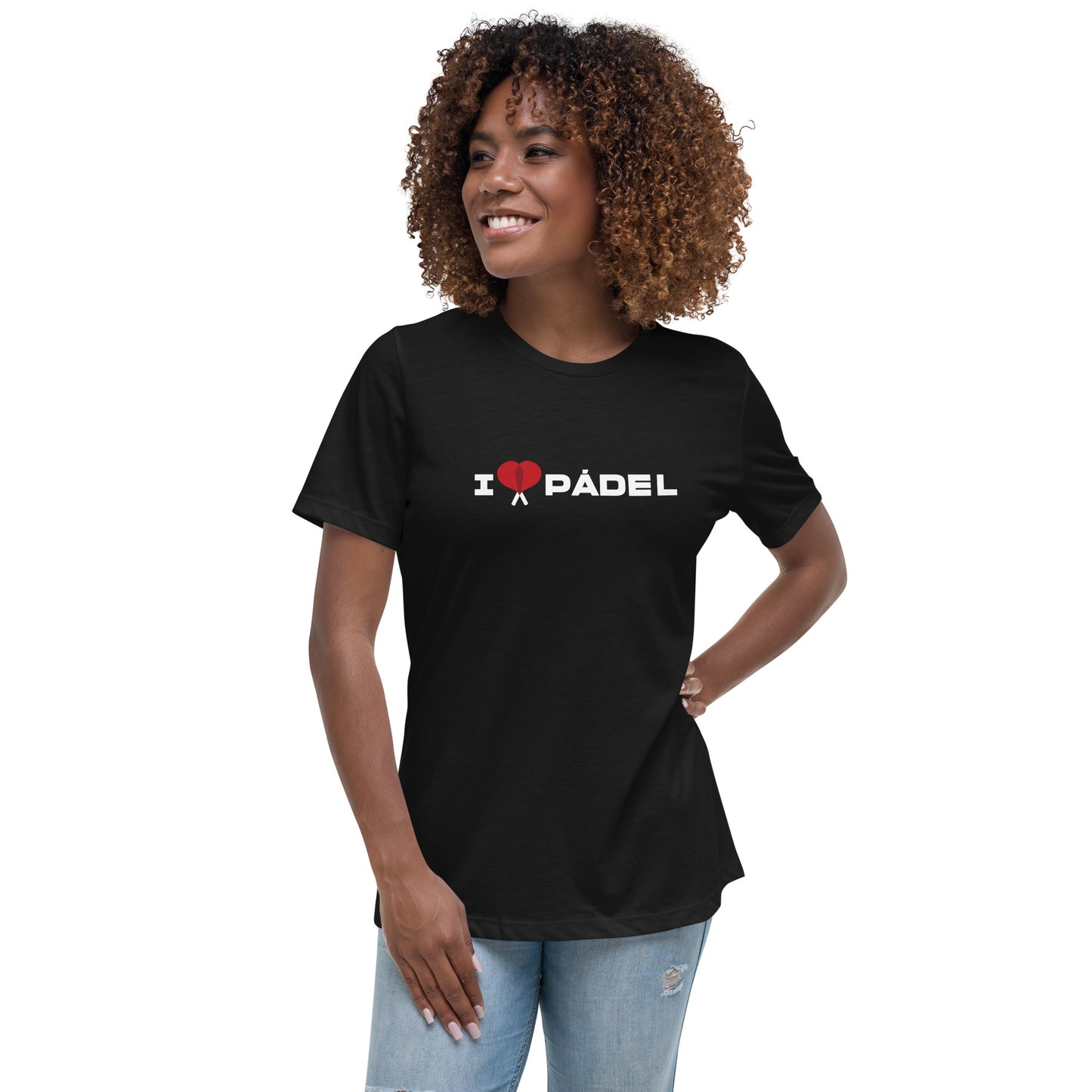 PAML11-Camiseta Negra Corta Mujer I LOVE PÁDEL Sublimación