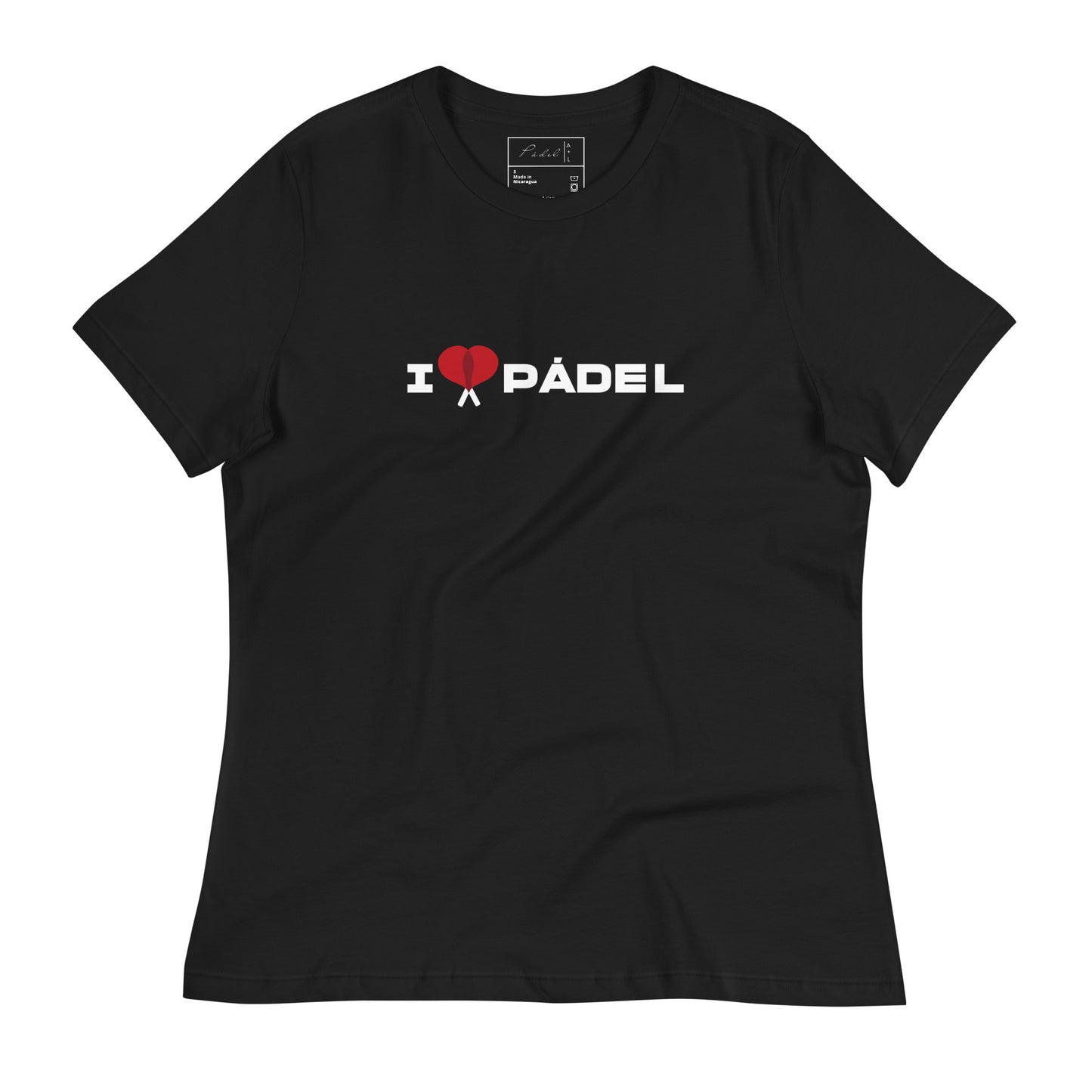 PAML11-Camiseta Negra Corta Mujer I LOVE PÁDEL Sublimación