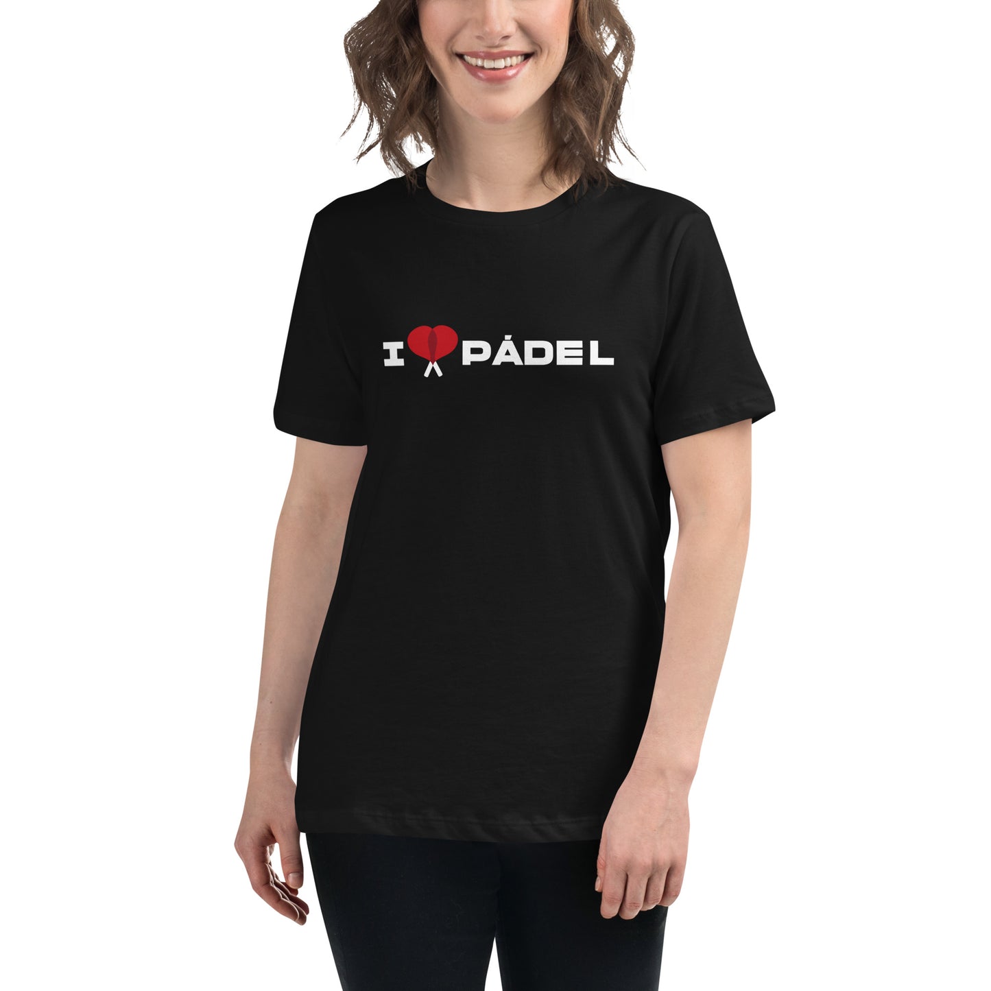 PAML11-Camiseta Negra Corta Mujer I LOVE PÁDEL Sublimación